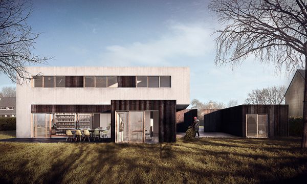 construction villa bois brûlé