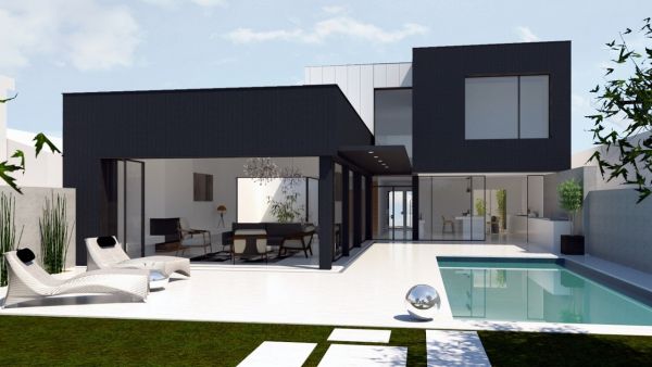 haute qualité environnementale, construction bois, panneaux solaires, cuve de pluie Villa haute qualité environnementale